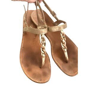 Lilly Pulitzer thong sandal gold chain trim size 8 gold